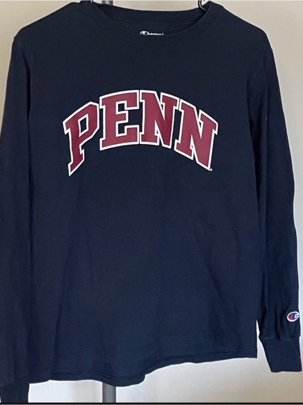 Vintage Champion PENN  Crewneck L/S Tee Graphics Logo Navy VTG Youth 10/12